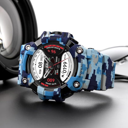 Military Smartwatch - Blue  Bluetooth Call & Health Tracker