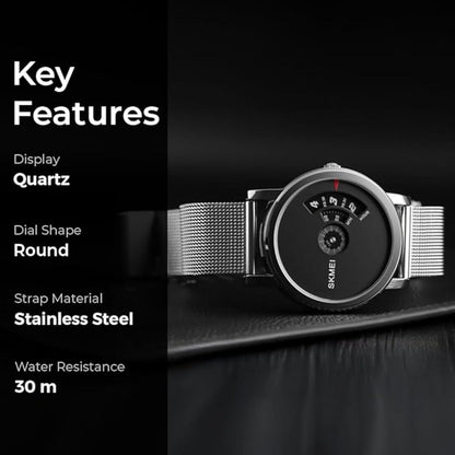 Minimalist Analog Wrist Watch with Mesh Strap and Modern Dial Design For Men