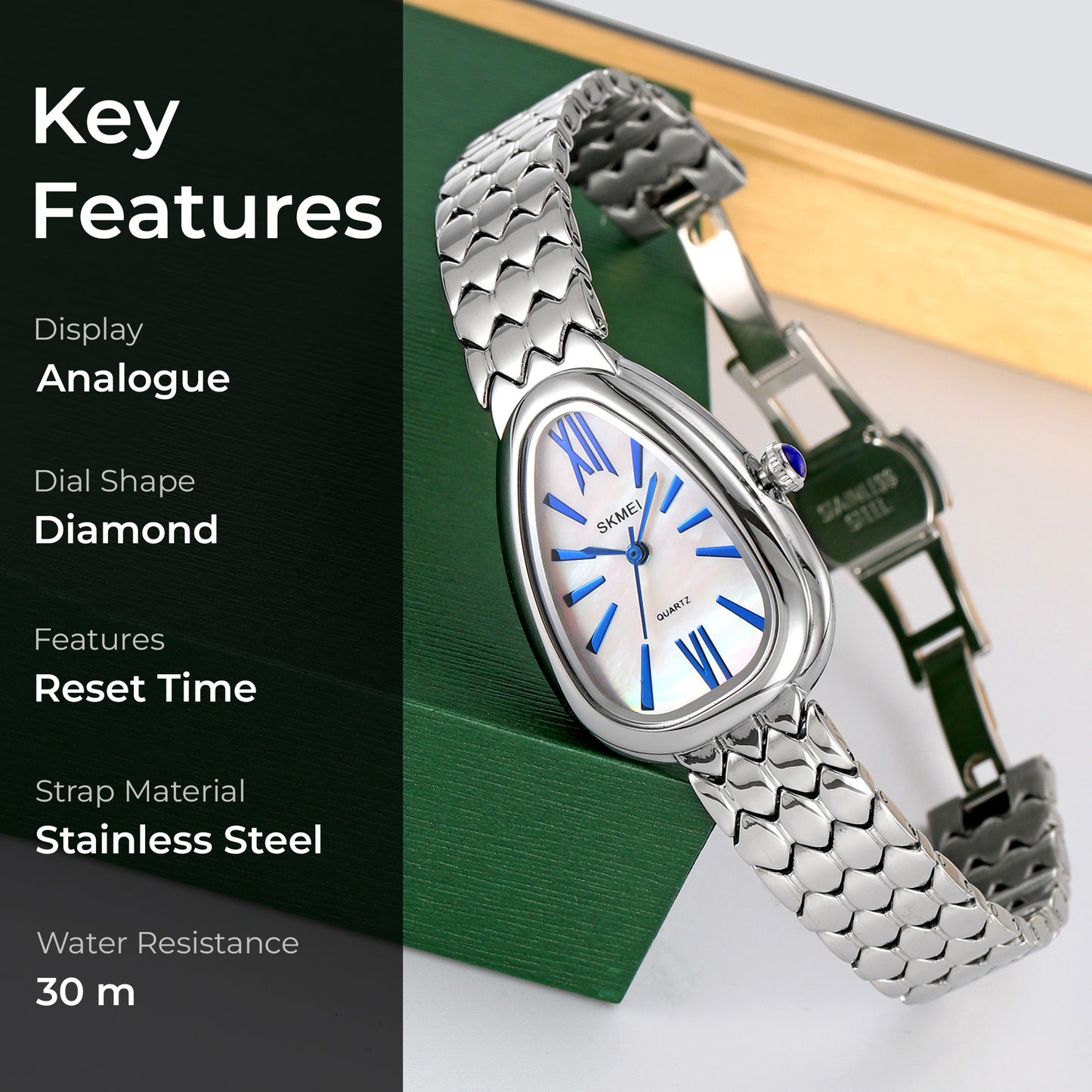 Skmei Quartz Analog Dial Stainless Steel Strap Watch for Women - 2332