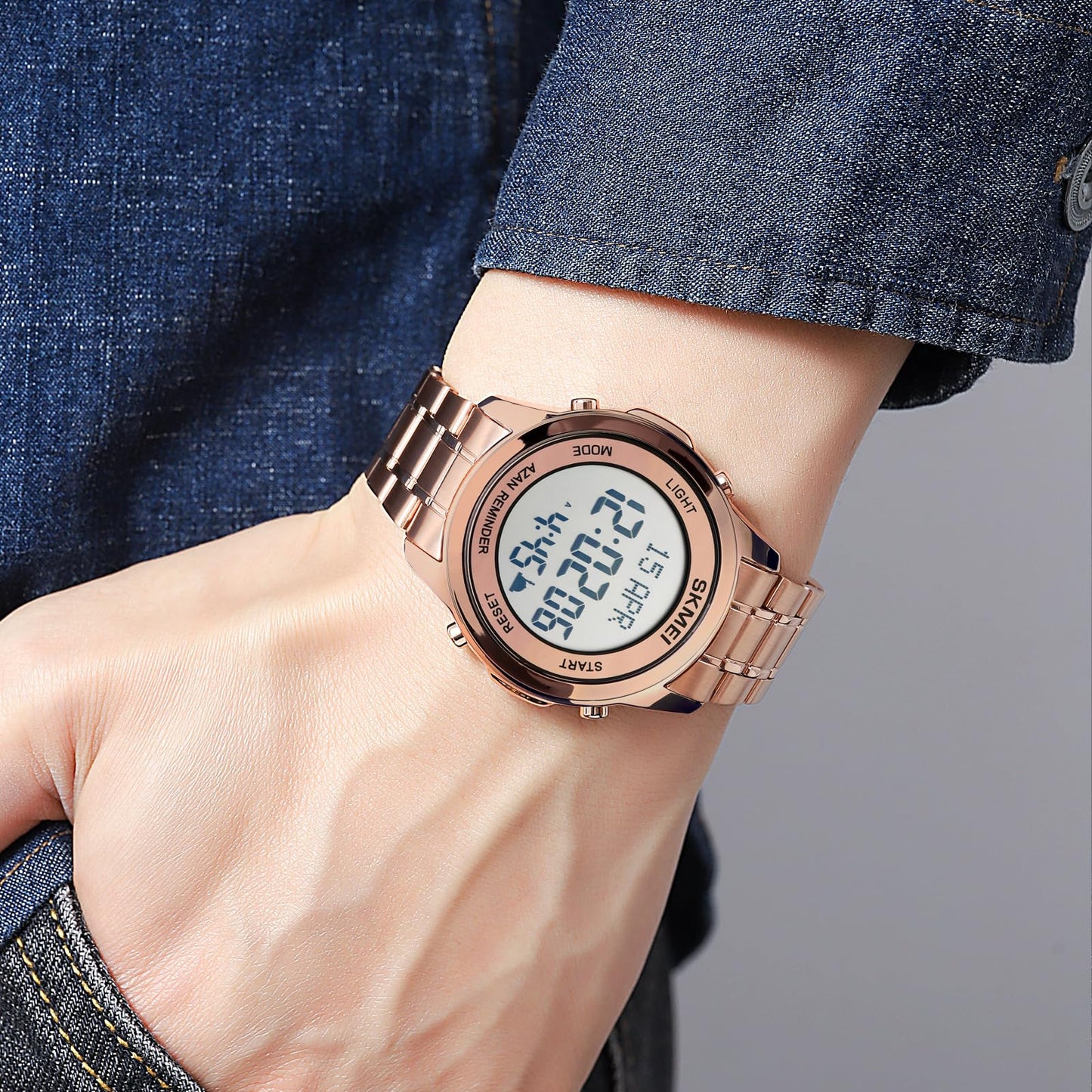 Digital Watch with Stainless Steel Strap for men