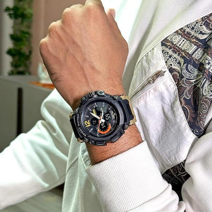 Rugged Dual Display Sports Wrist Watch with Resin Strap For Men