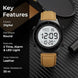 Digital Watch for Men with Brown Leather Strap and Round Dial for Casual & Formal Wear