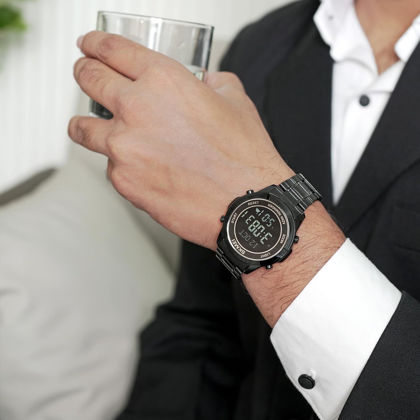 Digital Watch with Stainless Steel Strap for men