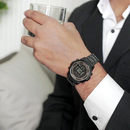 Digital Watch with Stainless Steel Strap for men