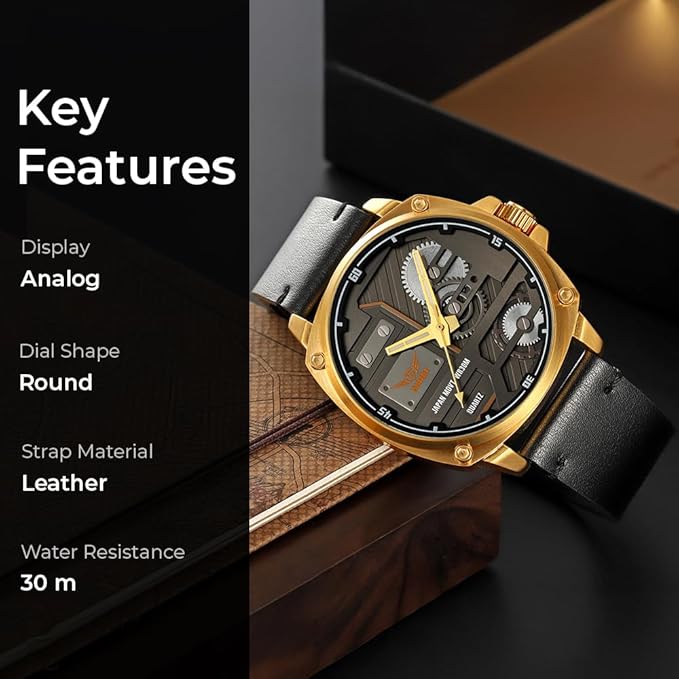 Premium Skeleton Dial Analog Wrist Watch with Leather Strap for men