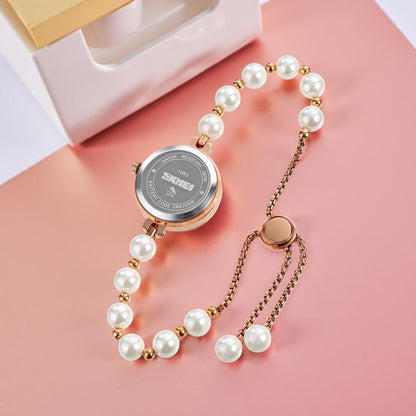 Elegant Pearl Chain Analog Watch for Women with Premium Rose Gold Finish and Adjustable Bracelet Design
