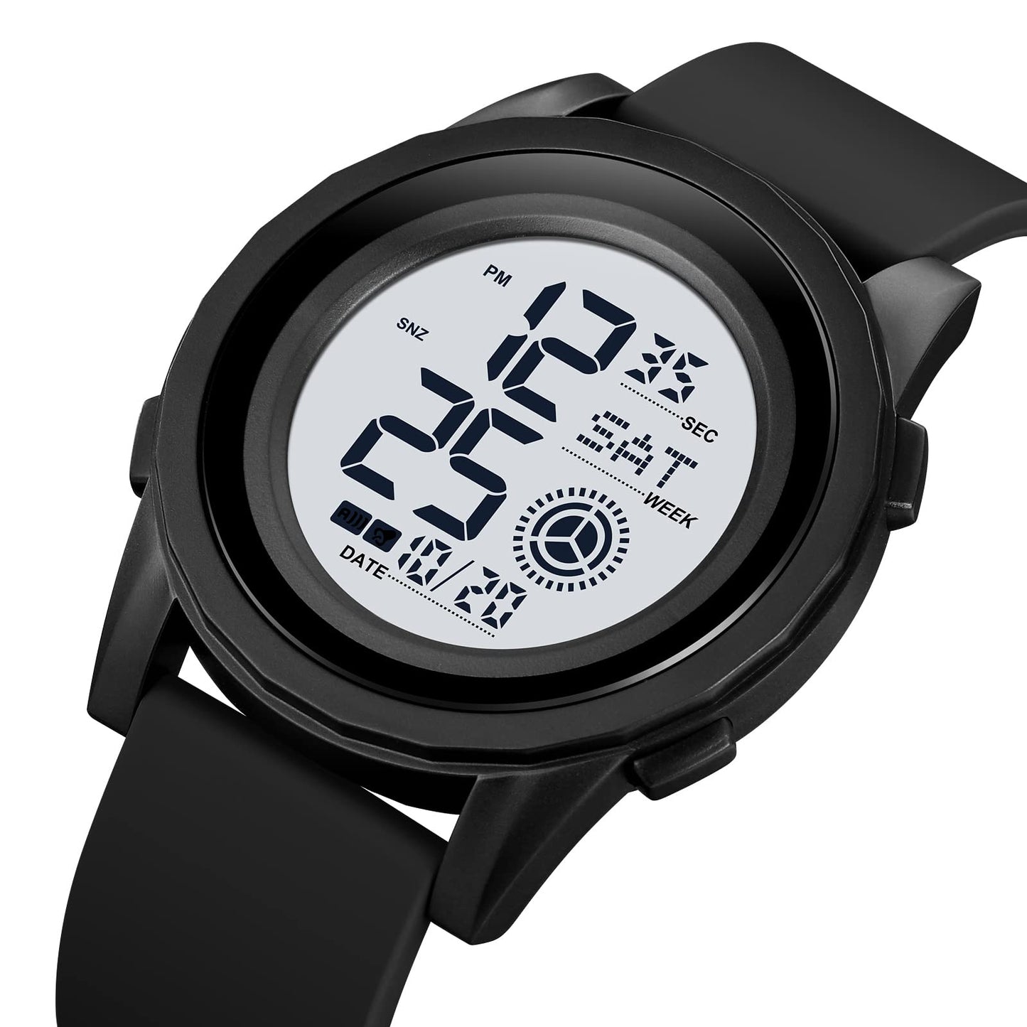 Rugged Digital Sports Wristwatch with Flexible Strap for men