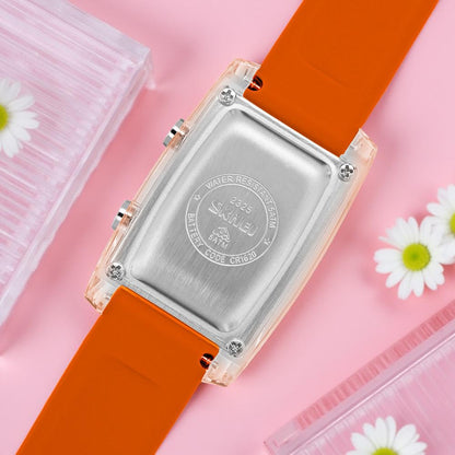 Digital Watch for Men LED Display, Rectangle Dial, Waterproof Sports Watch with Silicone Strap