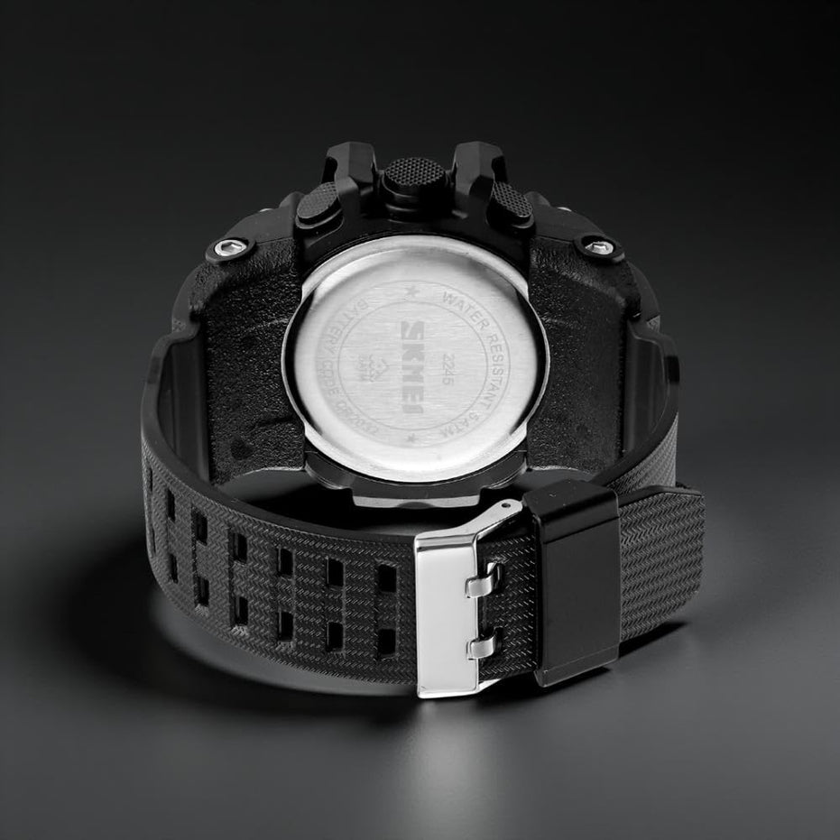 Digital Watch for Men with Black Silicone Strap and Round Dial for Casual & Formal Wear