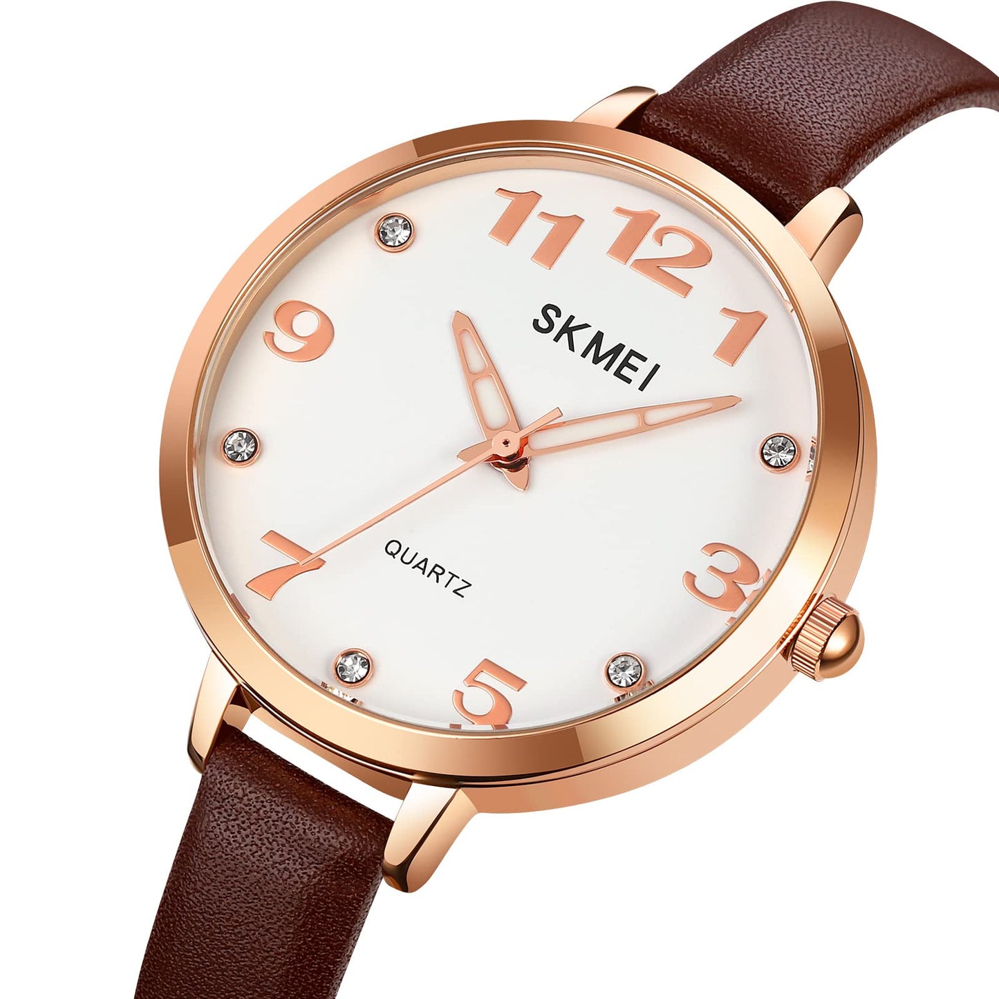 Elegant Analog Quartz Timepiece for women with Crystal Accents and Textured Strap
