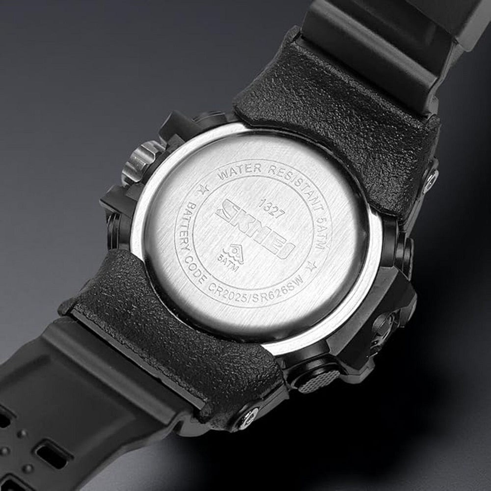 Dual Display Sports Wrist Watch with Rugged Design and Resin Strap For Men