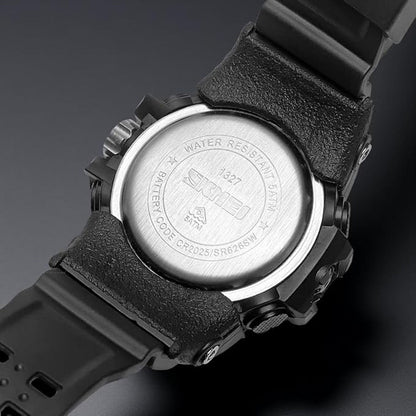 Dual Display Sports Wrist Watch with Rugged Design and Resin Strap For Men
