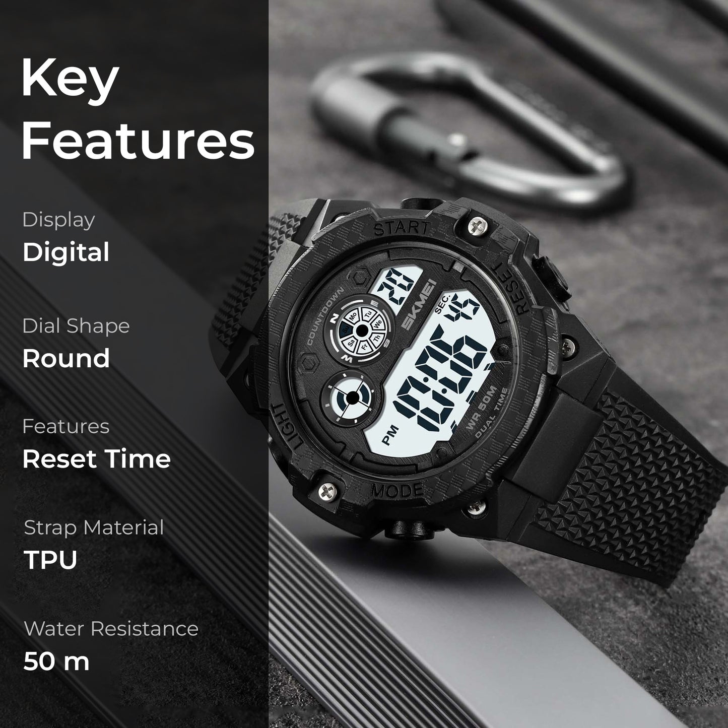 Skmei Digital Dial TPU Strap Watch for Men - 2337