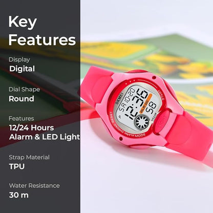 Digital Sports Watch – Red Strap, 50M Water Resistant, Alarm & Stopwatch