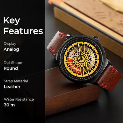 Premium Skeleton Dial Watch for Men – Leather Strap, Designer Mechanical Style Wrist Watch for Casual & Formal Wear