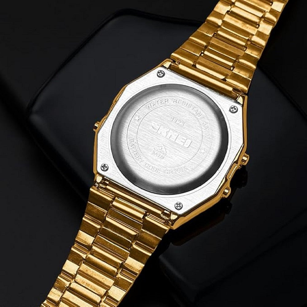 Vintage Digital Wrist Watch with Metal Strap For Women