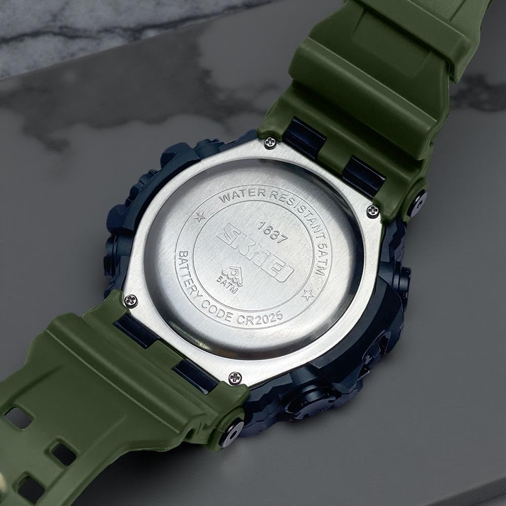 Premium Analog Digital Sports Watch for Men with Dual Time LED Display Alarm and Rugged Design