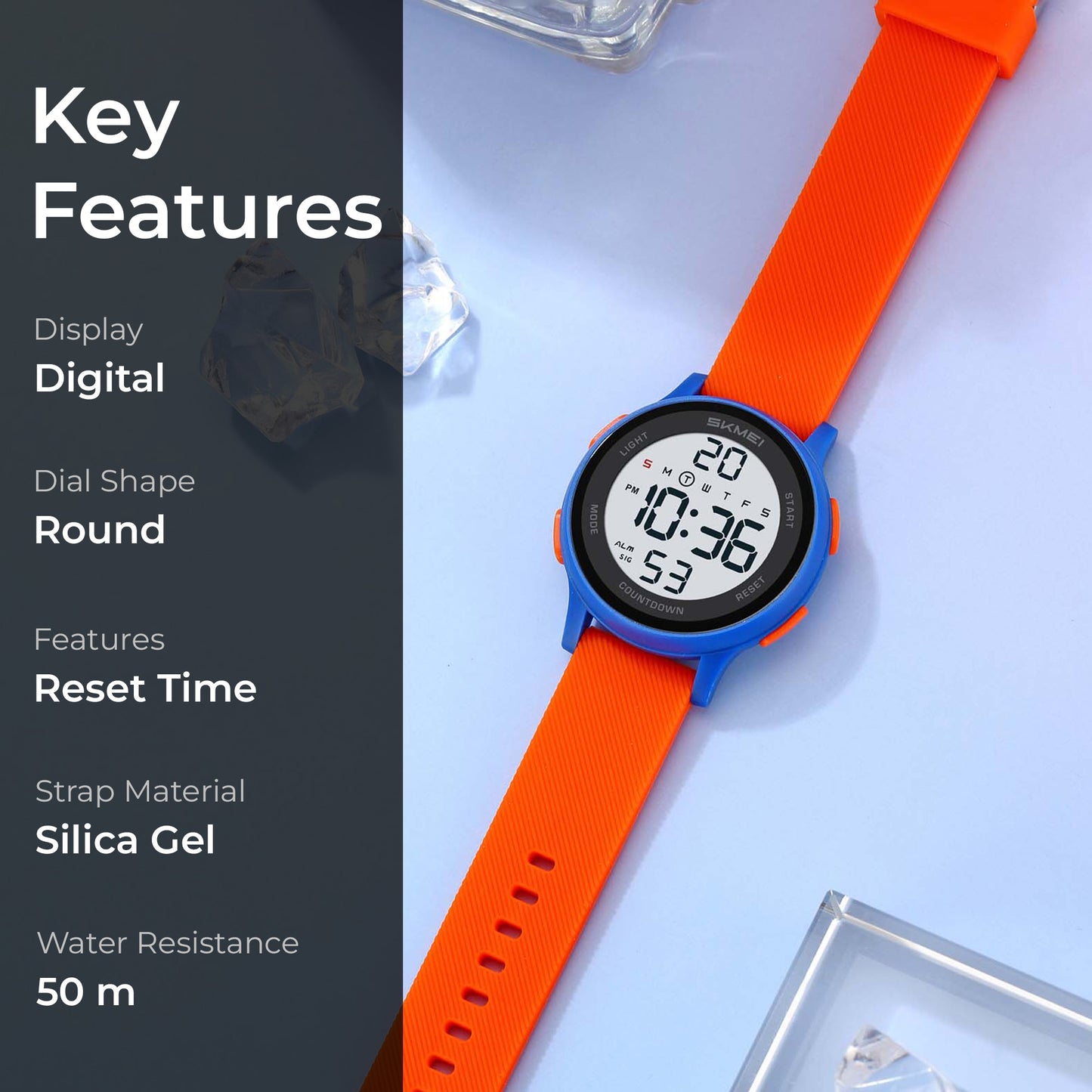 Skmei Digital Dial Silica Gel Strap Watch for Kids - 2427