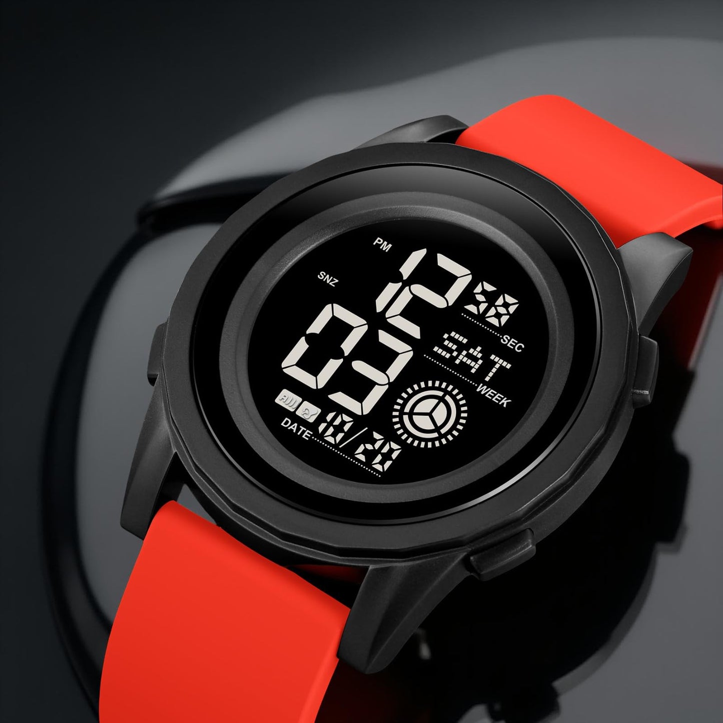 Rugged Digital Sports Wristwatch with Flexible Strap for men