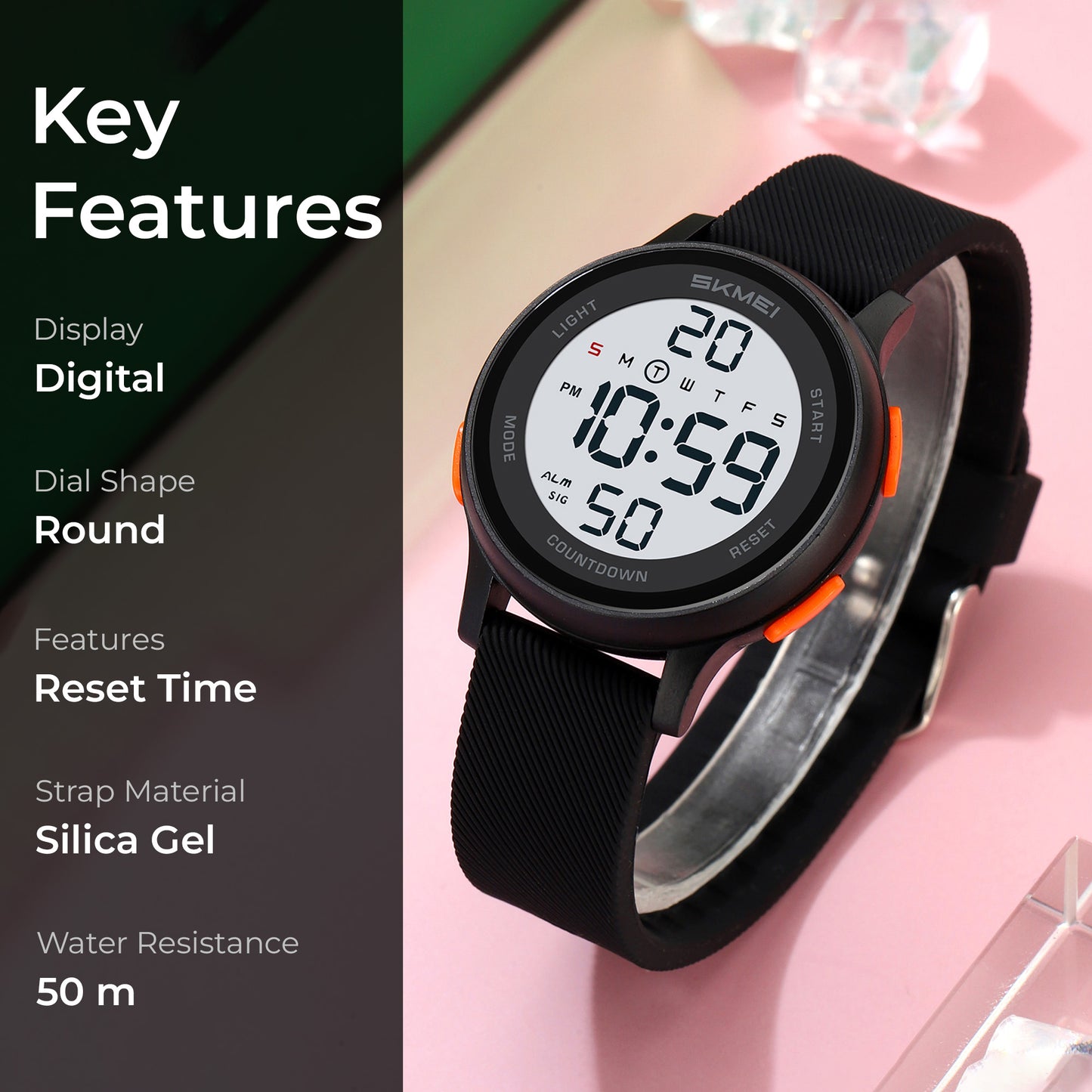 Skmei Digital Dial Silica Gel Strap Watch for Kids - 2427