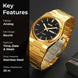 Analog Watch for Men with Gold Stainless Steel Strap and Round Dial for Casual & Formal Wear