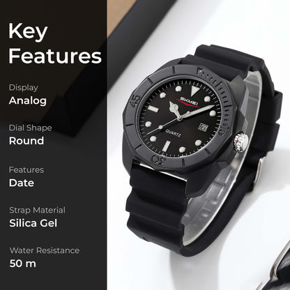 Skmei Quartz Analog Black Dial Silicone Strap Watch for Men - 2393