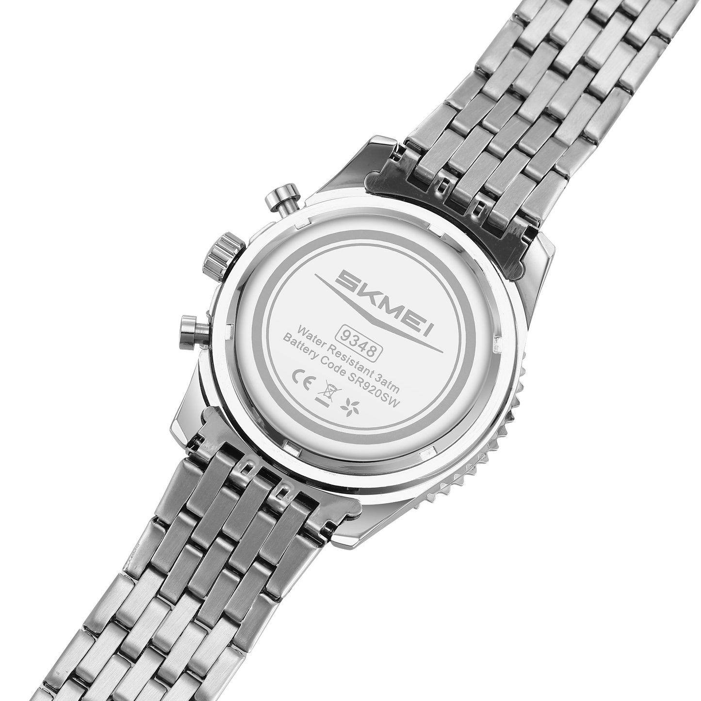 Skmei Quartz Analog Dial Stainless Steel Strap Watch for Men - 9348