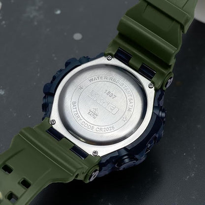 Premium Analog Digital Sports Watch for Men with Dual Time LED Display Alarm and Rugged Design