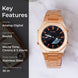 Analog-Digital Watch for Men with Rose Gold Metal Strap and Round Dial for Casual & Formal Wear