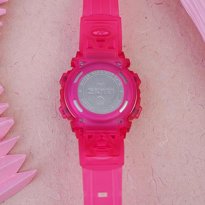 Kids Sports Multi Function Digital Watch, Multicolor Dial Sky ABS Case Kid's Watch, PU Rubber Strap Band, Waterproof LED Light Children Wristwatch