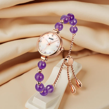 Elegant Pearl Chain Analog Watch for Women with Premium Rose Gold Finish and Adjustable Bracelet Design