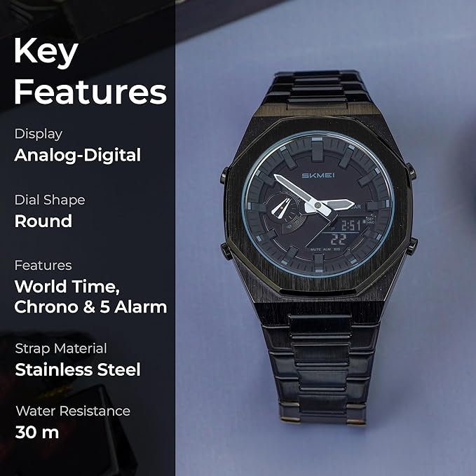 Men Watch Dual-Display Electronic Watch With Luminous 50m Waterproof Watch Fashion Multifunctional Sports Watch For Men