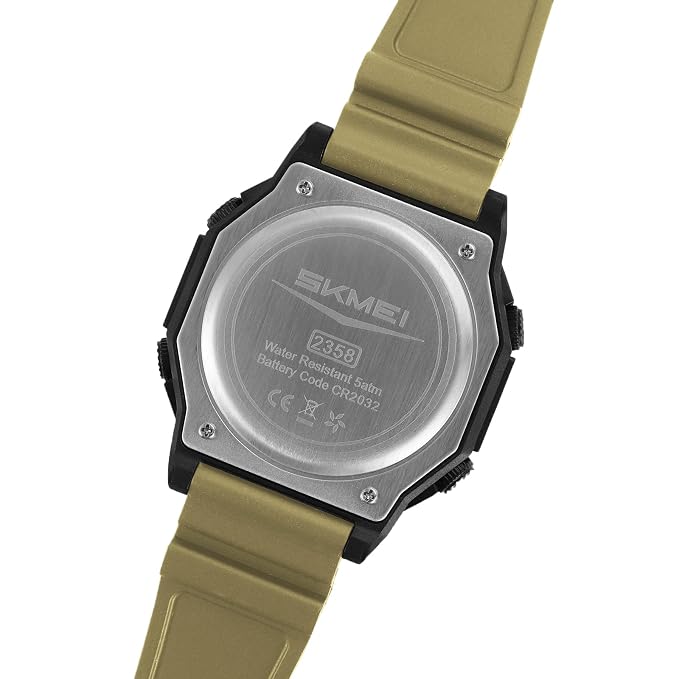 Solar Powered Digital Sports Watch with Silicone Strap for men