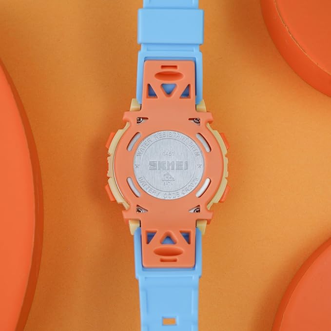 Kids Sports Multi Function Digital Watch, Multicolor Dial Sky ABS Case Kid's Watch, PU Rubber Strap Band, Waterproof LED Light Children Wristwatch
