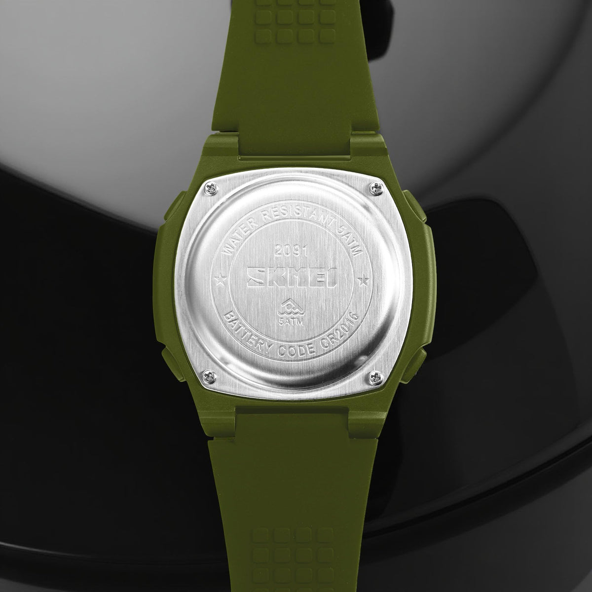 Analog-Digital Watch for Men with Army Green Silicone Strap and Round Dial for Casual & Formal Wear