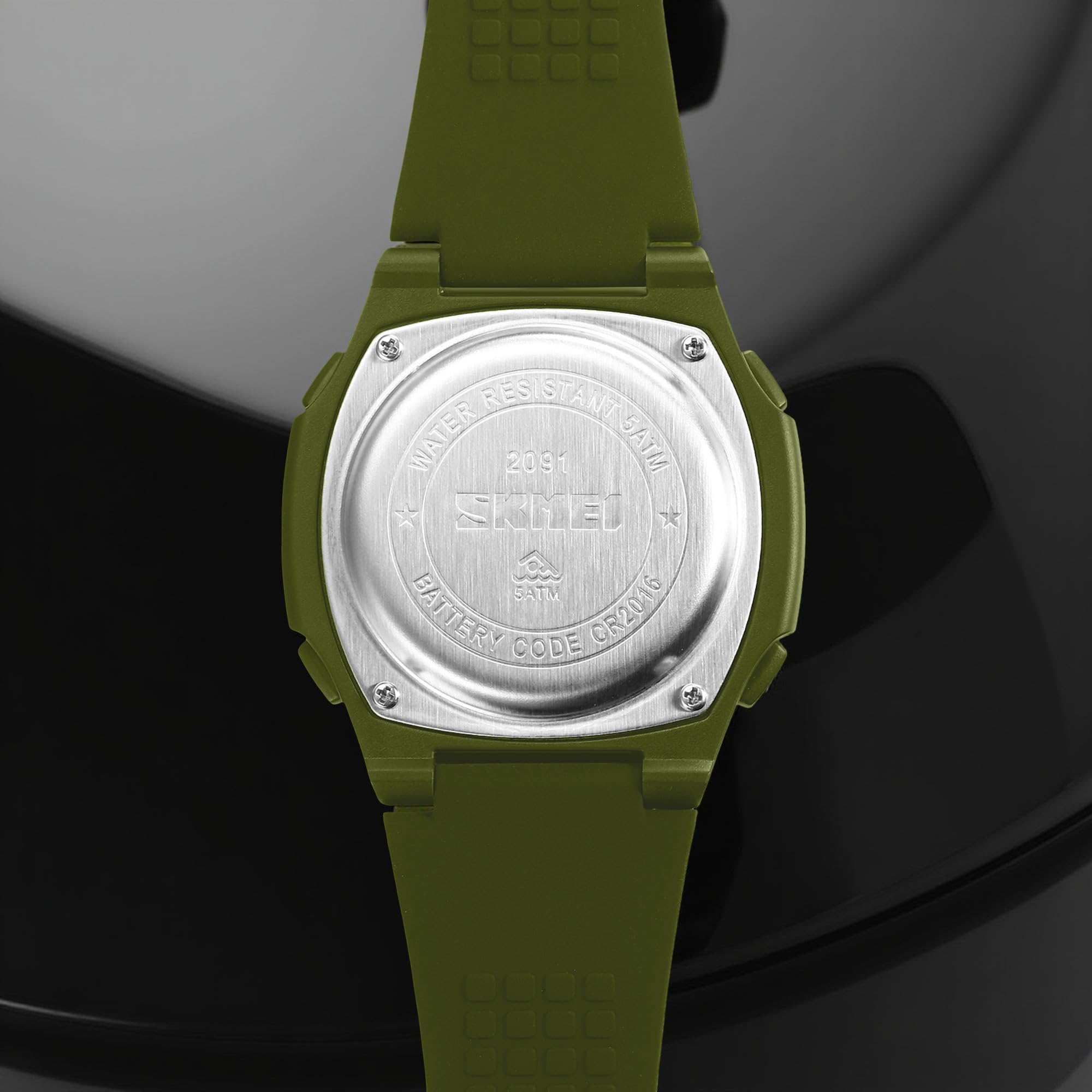 Analog-Digital Watch for Men with Army Green Silicone Strap and Round Dial for Casual & Formal Wear