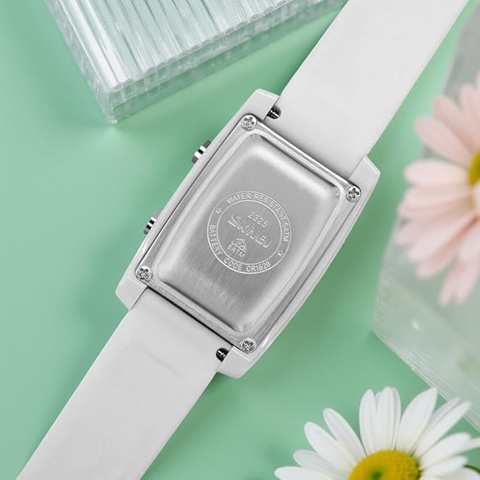 Digital Watch for Men LED Display, Rectangle Dial, Waterproof Sports Watch with Silicone Strap