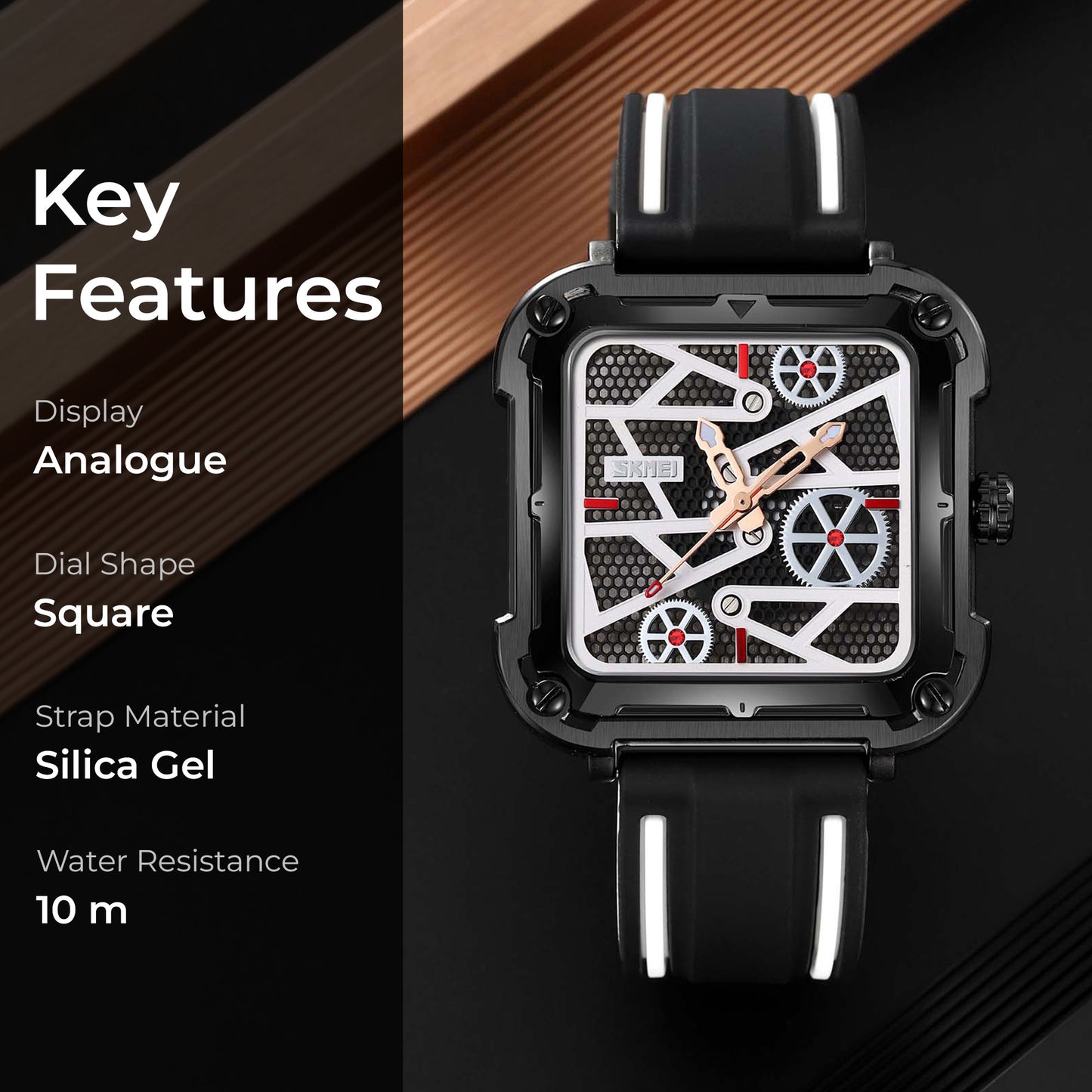 Skmei Quartz Analog Dial Silica Gel Strap Watch for Men - 9363