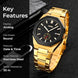 Analog Watch for Men with Gold Stainless Steel Strap and Round Dial for Casual & Formal Wear