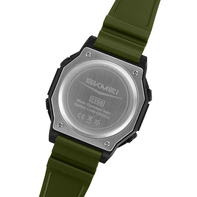 Solar Powered Digital Sports Watch with Silicone Strap for men