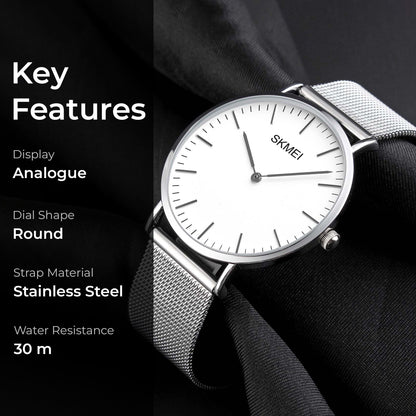 Skmei Quartz Analog Dial Stainless Steel Strap Watch for Men - Q028