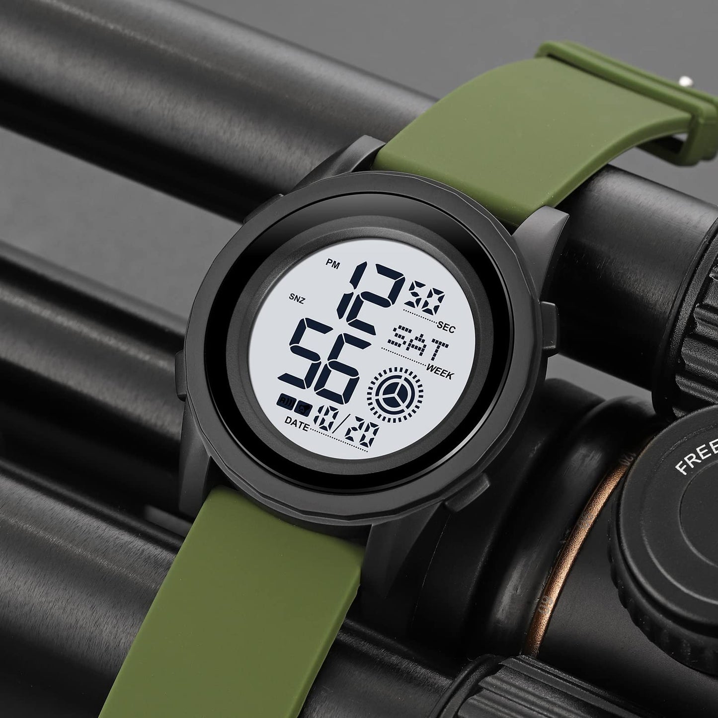 Rugged Digital Sports Wristwatch with Flexible Strap for men