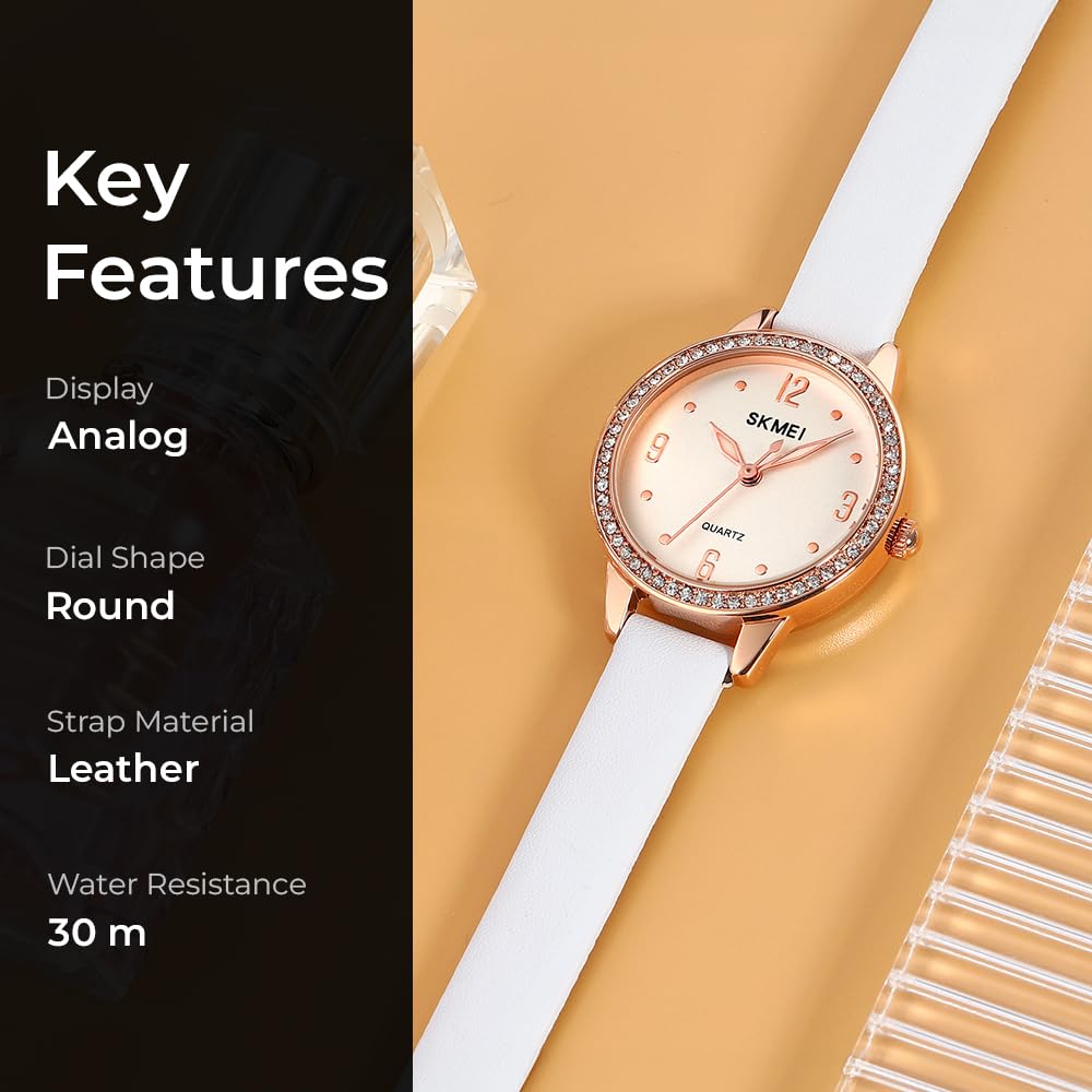 Elegant Women Wristwatch with Sparkling Rhinestone Bezel and Textured Strap