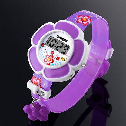 Floral Design Digital Wrist Watch for Kids