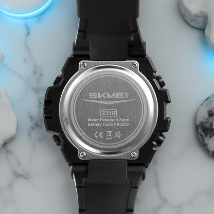 Rugged Digital Sports Watch with Dual Time Display for men