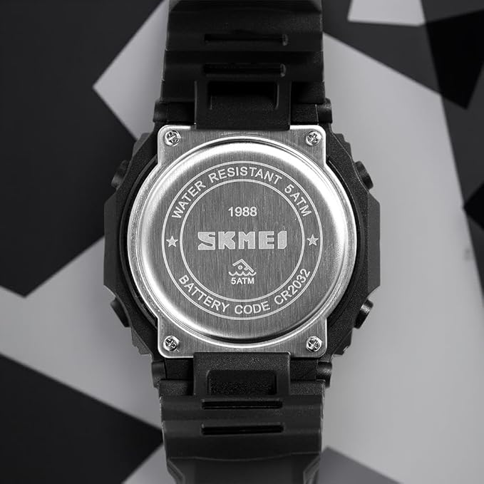Stylish Digital Sports Watch for Men with Square Dial Dual Time Alarm Stopwatch Luminous Display and Durable Strap