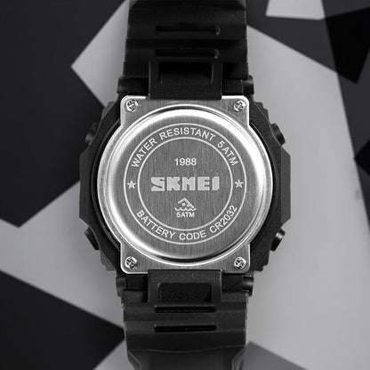 Stylish Digital Sports Watch for Men with Square Dial Dual Time Alarm Stopwatch Luminous Display and Durable Strap
