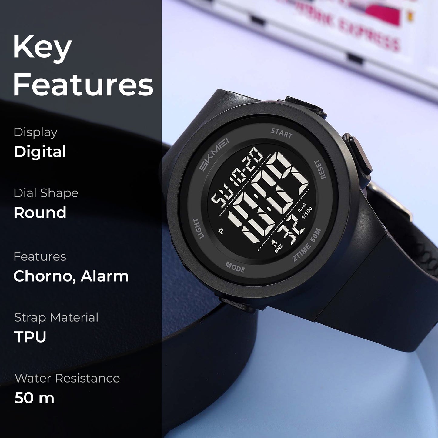 Skmei Digital Dial TPU Strap Watch for Kids - 2286