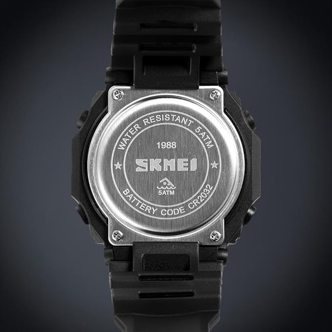 Stylish Digital Sports Watch for Men with Square Dial Dual Time Alarm Stopwatch Luminous Display and Durable Strap