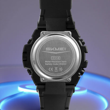 Rugged Digital Sports Watch with Dual Time Display for men
